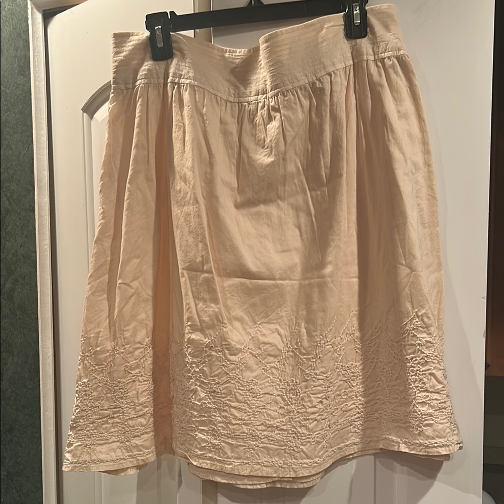 Merona Tan A-Line Knee-Length Skirt with Ruched Details